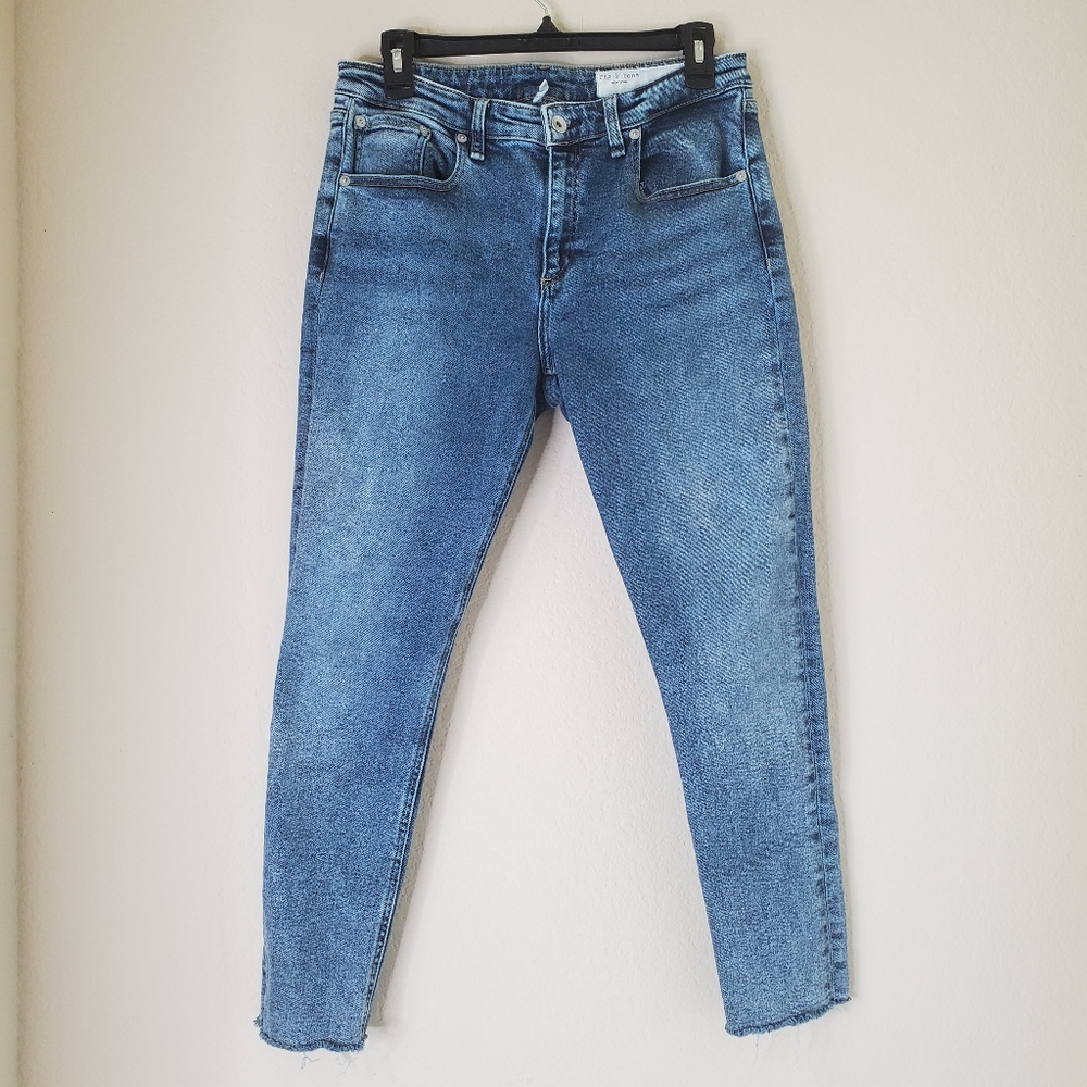 Rag & Bone Woman's Denim Jeans Ankle Skinny Raw Hem Blue Sz 30